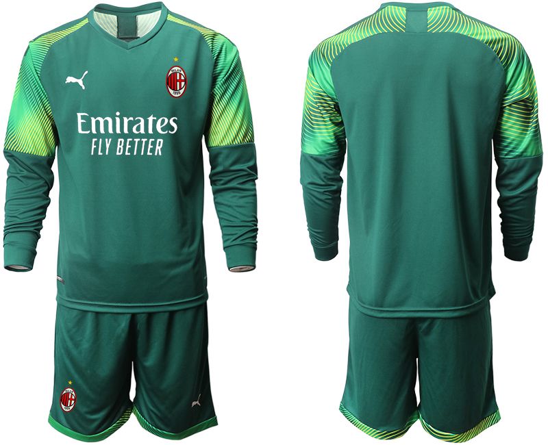 Men 2020-2021 club AC Milan Dark green long sleeve goalkeeper Soccer Jerseys